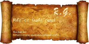 Rácz Gyöngyi névjegykártya